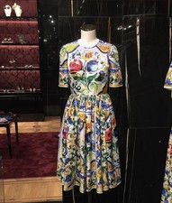 Rare $6,500 Dolce & Gabbana Majolica Silk Midi Dress IT38