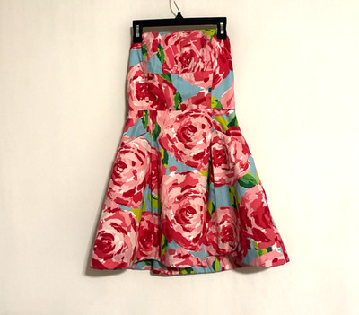 Lilly Pulitzer Dress 0 Orange Floral Fit & Flare Mini Pocket Cocktail