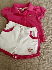 Baby Gap Polo Shirt Short Set Pink Whir Knit Sz 3-6 Mos