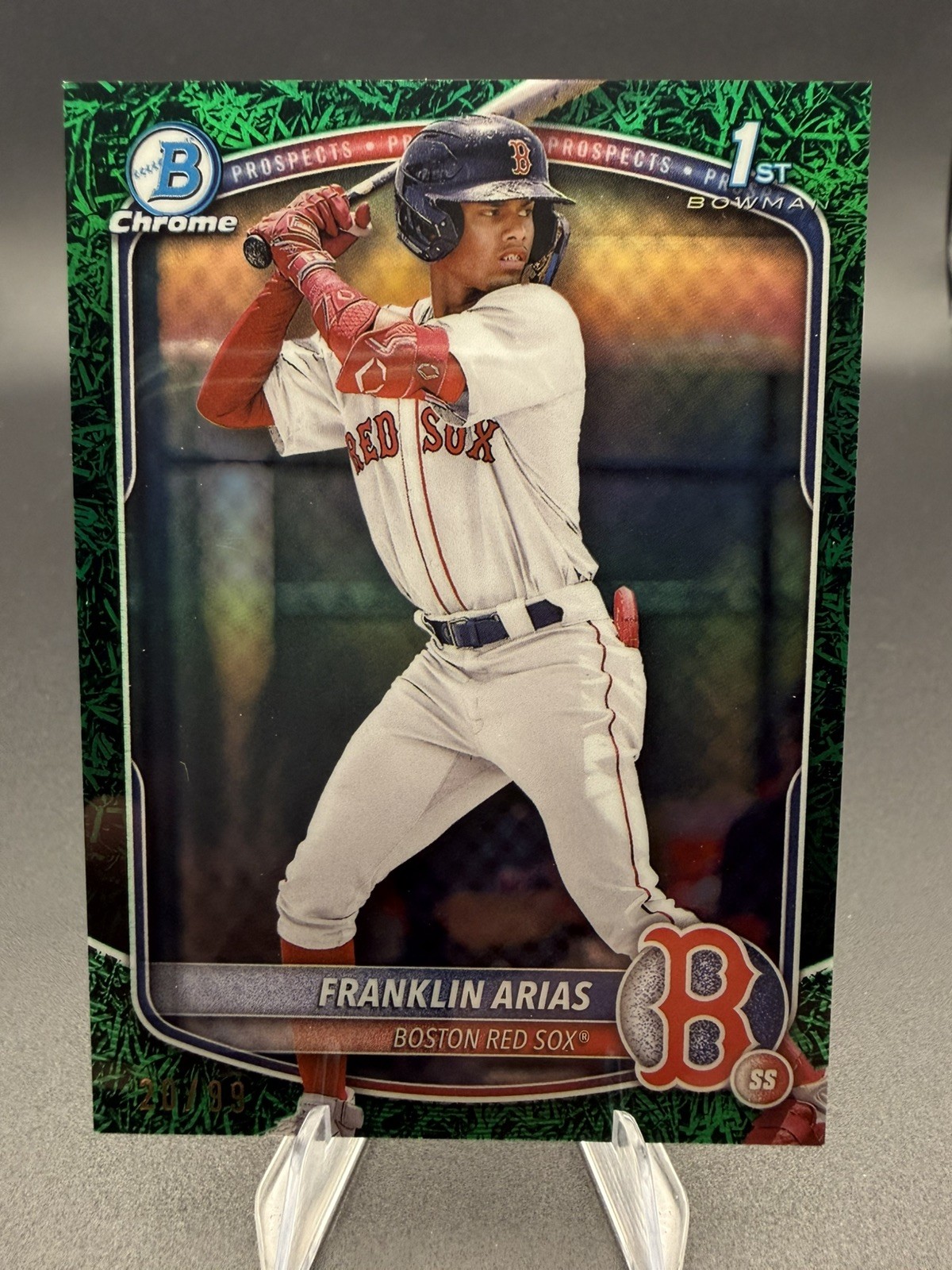 2025 Bowman - Chrome Prospects Franklin Arias 1st Green Grass Refractor /99