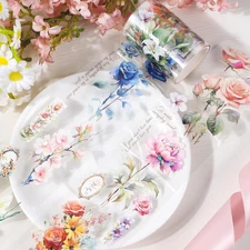 Flower PET Tape for Journal Scrapbooking - Floral Leaves Butterfly Washi PET Tap