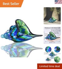 Handcrafted Blue Seashell Glass Figurine - Elegant Tabletop Decor  Paperweight