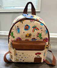 Disney/Pixar Toy Story Mini Backpack Beige/Brown All-Over Zip, Pockets BRAND NEW
