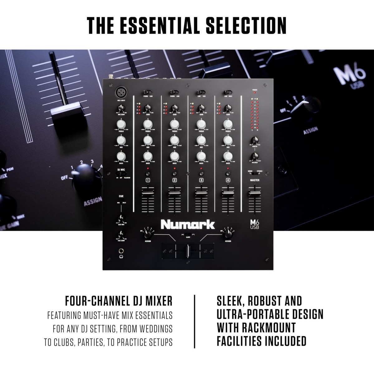 Numark M6 USB - 4-Channel DJ Mixer with Built-In Audio Interface