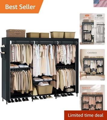 Portable Closet Wardrobe Organizer with Cover Clothing Storage Shelves