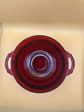 Anchor Hocking Vintage Coronation Royal Ruby Red Handled Bowl