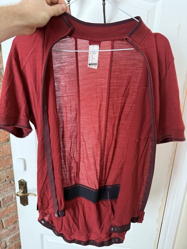 Decathlon TRIBAN Men's Merino Short-Sleeve Cycling Jersey Large L Burgundy Red - Picture 7 of 11