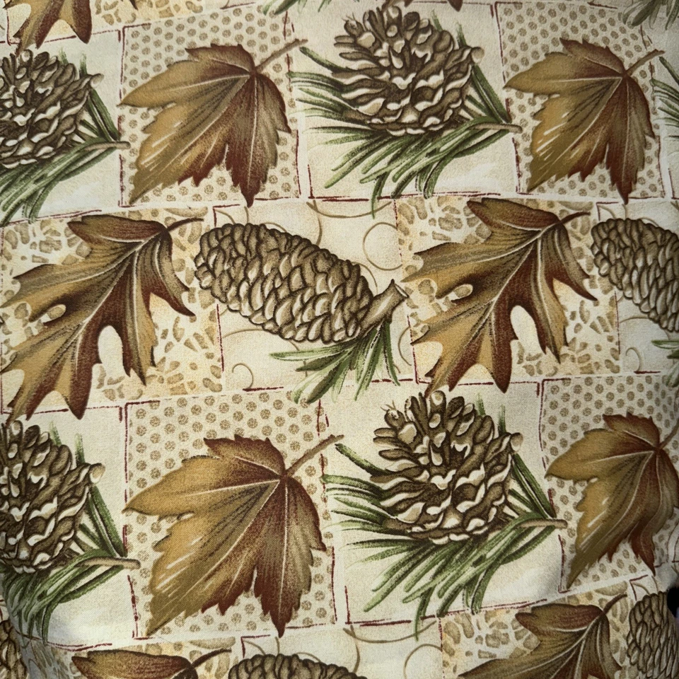 10 Yard Fabric Lot Of Cotton Pine Cones and Leaves Signature Classics - Image 3 of 3