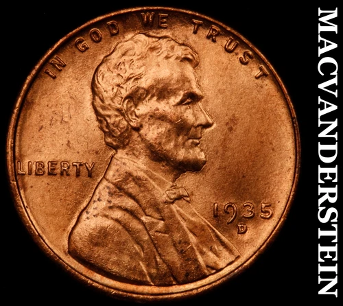 1935-D Lincoln Cent- Red- Choice Gem Brilliant Uncirculated++++ Luster #J3234