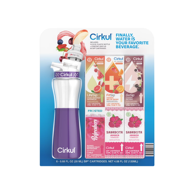 #ad #ad Cirkul 22 fl oz Plastic Bottle and Purple Chill Sleeve Value Pack with 6 Flavor $17.97