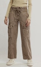 Women's Free People Park Avenue Brown Cargo Pants Summer Cotton Size Medium