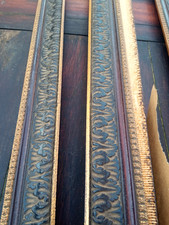 Lot de 4 baguettes plates en bois sculpté teinté et doré - 4 x 110 cm