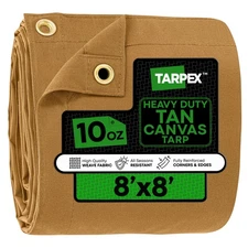 TARPEX - 8' x 8' Tan Canvas Tarps 10oz
