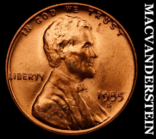 1955-S Lincoln Wheat Cent- Choice Gem Brilliant Uncirculated Luster #i9515