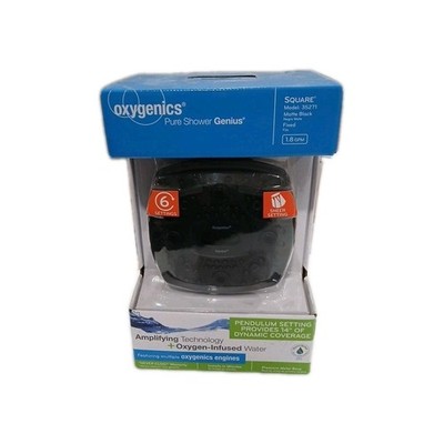 Oxygenics Square Shower Head, Fixed Amplifying Technology 6 SETTINGS Matte Black