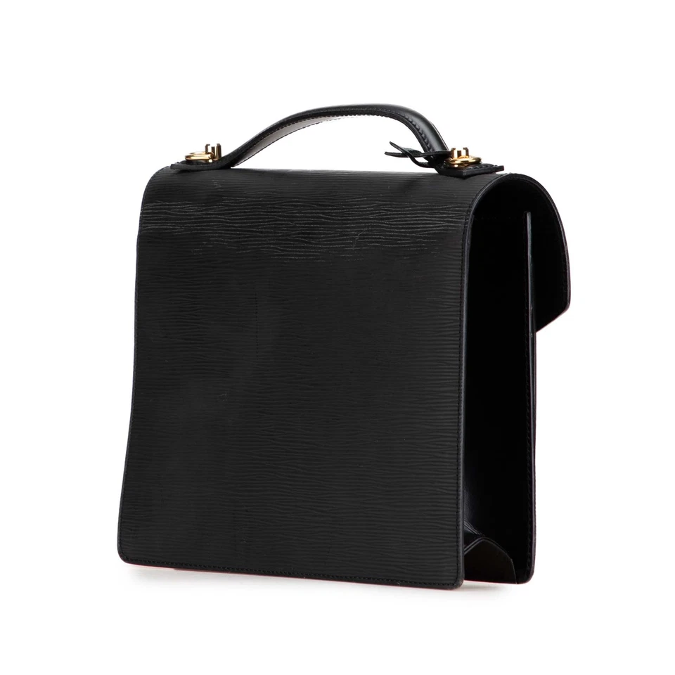 Cartera de cuero negra autenticada Louis Vuitton Epi Monceau 28 Foto 2 de 4