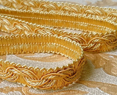 MARKENLOS ab 5m Luxus Posamentenborte 1,6cm breit honiggelb gold Spitze Band Brokat DE