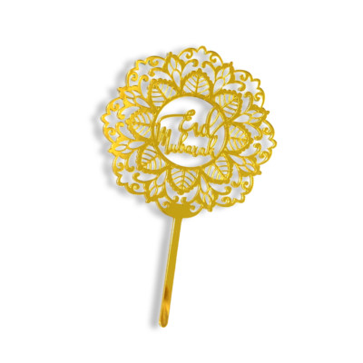 Acryl Cake Topper Happy Eid Mubarak Ramadan Design Gold Party Deko Idee 