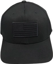 USA American Flag Patch Flex Fit Hat Black