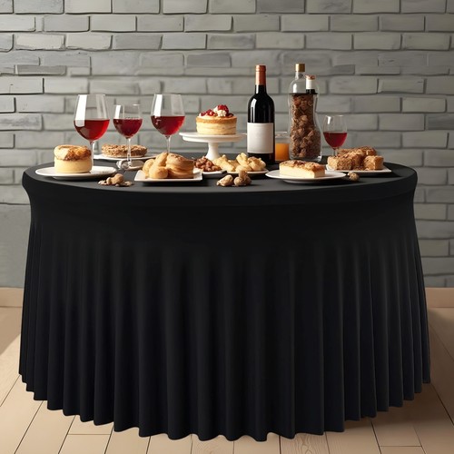 152cm Ondulado Spandex Poliéster Mantel Blanco y Negro Banquete Fiesta Boda - Imagen 3 de 15