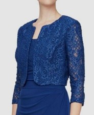Alex Evenings Women's Blue Bolero Embellished Jacket Size 18