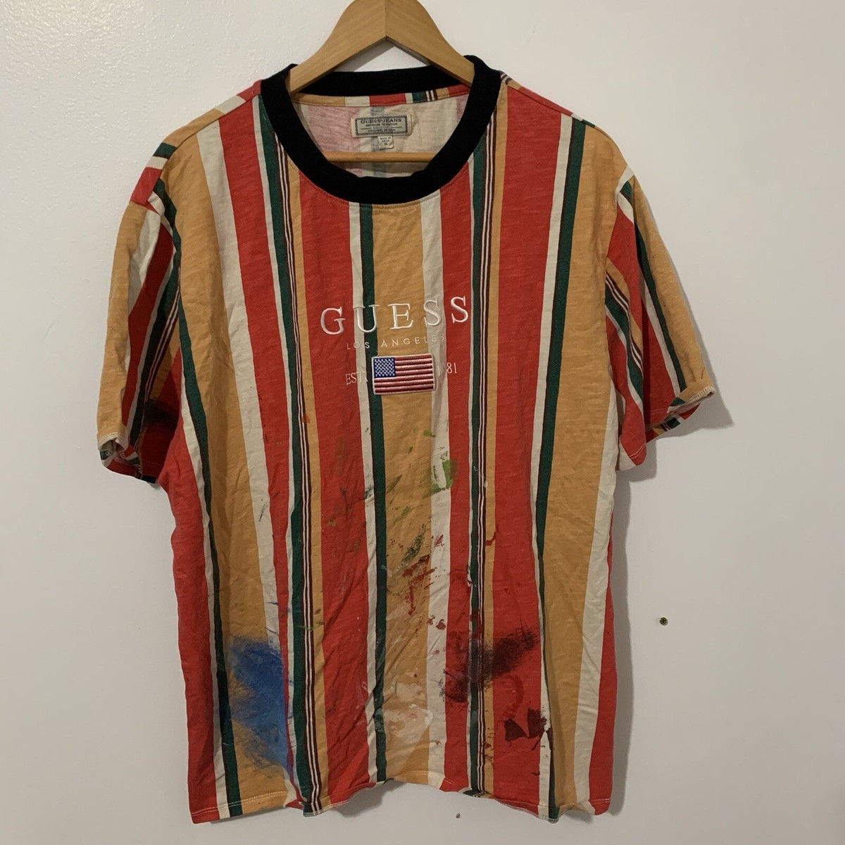Guess Originals Vintage Striped Short Sleeve 90s Shirt Mens Size XL Extra  Large