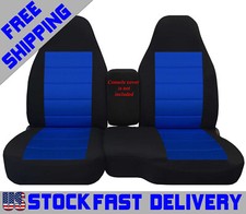 Truck Seat Covers Cotton Blk-blue Insert Fits 98-03 Ford Ranger 6040 Highback