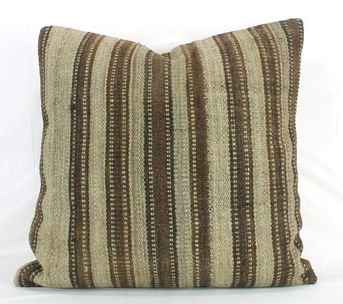 Decorative Turkish Brown Gray Kilim Pillow Cover 24" Vintage Large Kilim Pillow - 第 1/9 張圖片