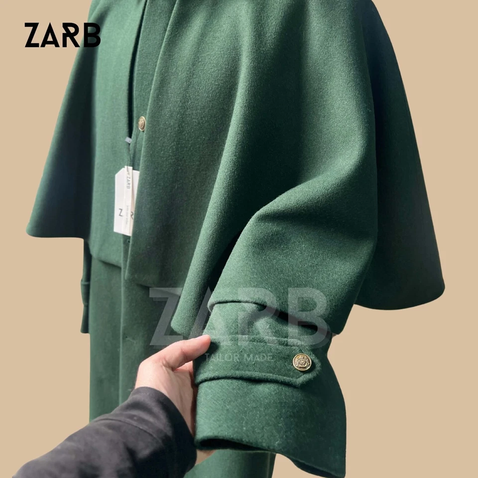 Capa Inverness de lana verde para hombre - Estilo Steampunk Sherlock Holmes - Hecha a medida Foto 4 de 4