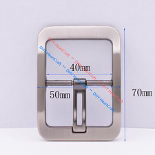 Silver Heavy Solid Center Bar Prong Rectangular Belt Buckle For 1-1/2" Strap