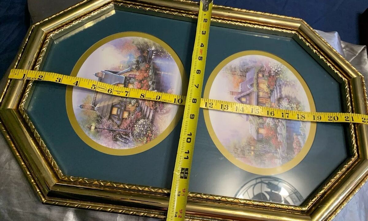 Thomas Kinkade Dual Cottage Prints In Gold-tone Frame, 22x14 Thomas Kinkade Dual Cottage Prints In Gold-tone Frame, 22x14