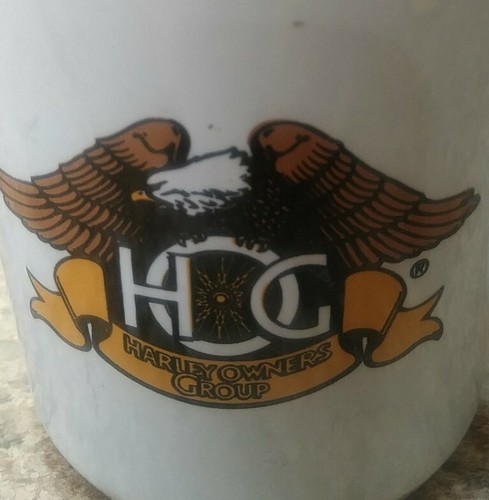 M Ware Harley Owners Group weißer Becher Weißkopfseeadler 3,5 Zoll 14 Unzen Schwein Motorrad - Bild 2 von 4