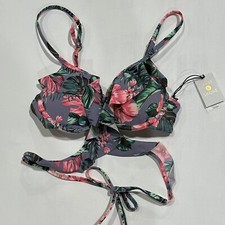 Women's Shore Light Lift Ruffle Wrap Bikini Top, Shade Shore Purple Floral 32B