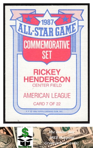 1988 Topps Glossy All-Stars #7 Rickey Henderson - New York Yankees - Bild 2 von 2