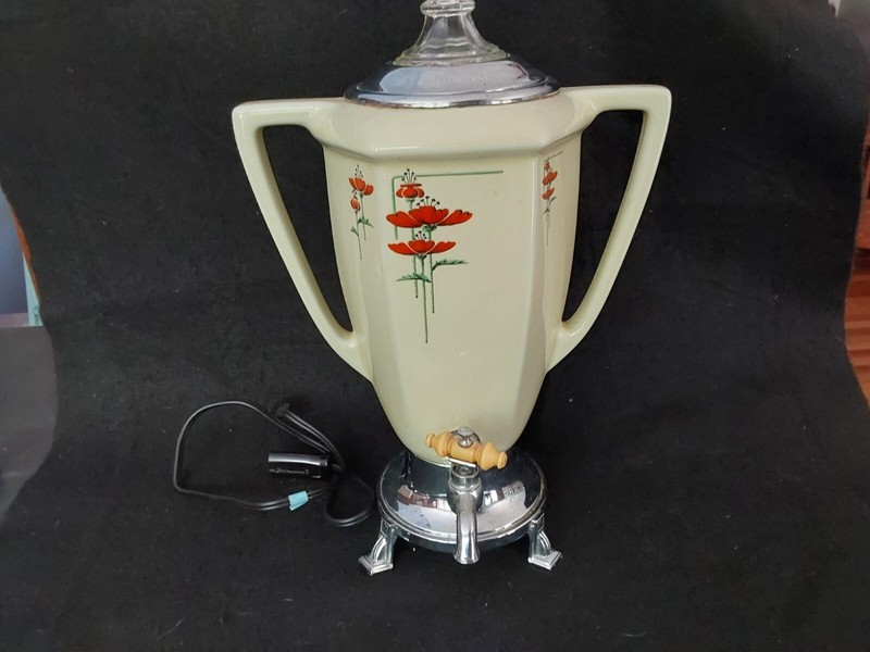 Vintage Royal Rochester Porcelain Coffee Urn Poppy Design