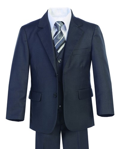 Magen Kids Boys SLIM FIT Formal Bridal 7 Pcs Set Suit S1-18 Charcoal 2 Button 10 - Picture 2 of 6