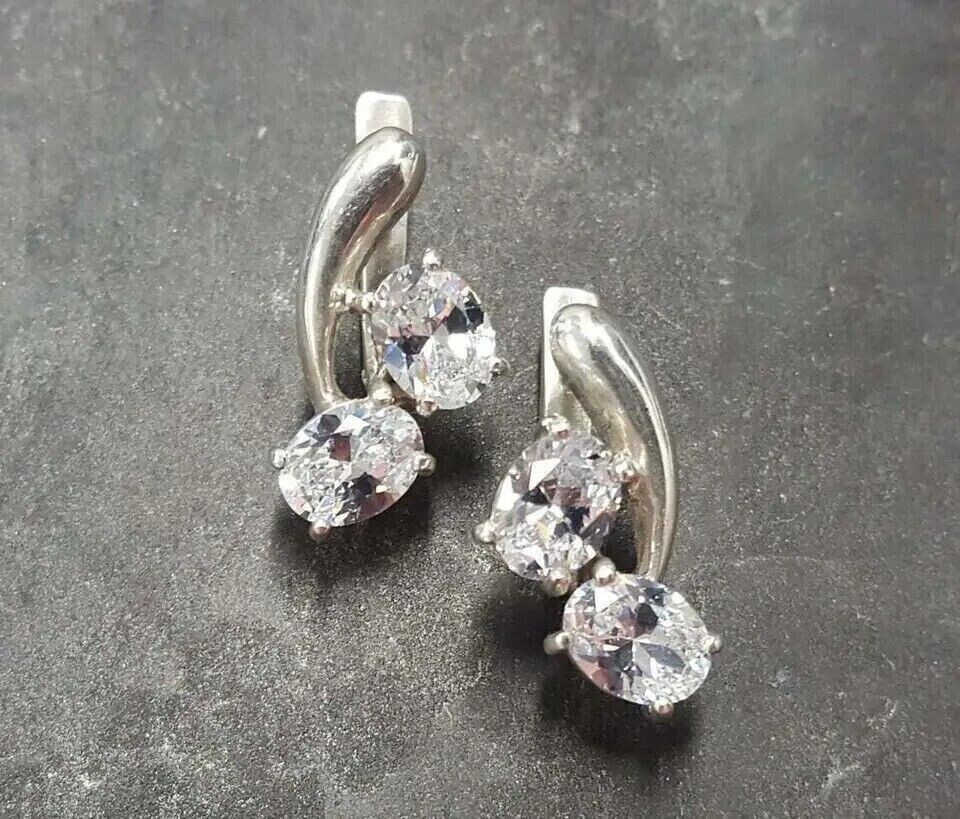 Hoop Women Earring 2.22Ct Oval Cut Simulated Diamond 925 Sterling Silver