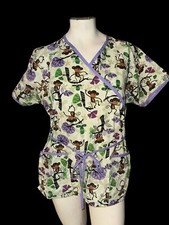 WOMENS Monkey Hospital Scrub Shirt Medium Medical Scrubs