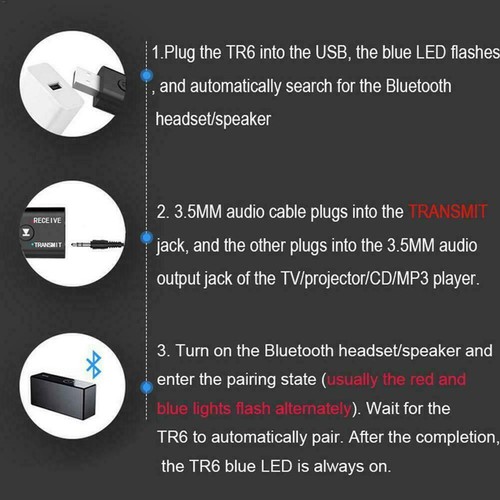 3-in-1 USB bluetooth compatible 5.0 Audio Receiver 2024 Transmitter Adapter Q7S8 - Bild 6 von 12