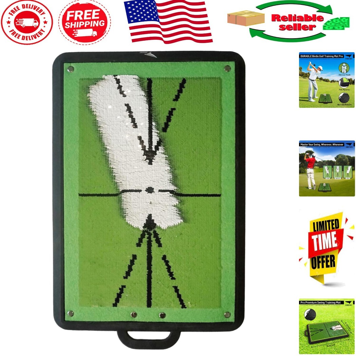 Professional Golf Hitting Mat with Color Change Feedback