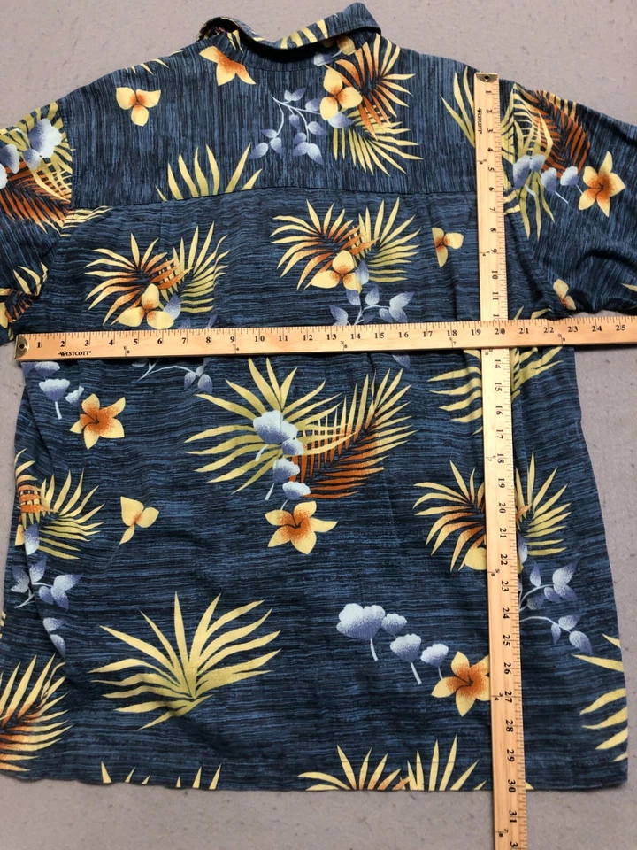 Camisa Hawaiana Joe Marlin Abotonada Para Hombre 2XL Azul Vacaciones Cuello Informal Foto 4 de 4