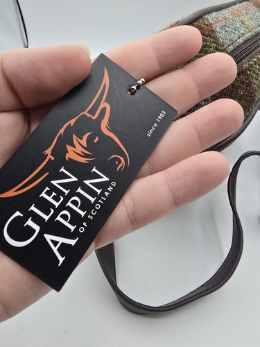 Mini borsa Glen Appin Harris tweed tartan mandorla nuova con etichetta - Foto 7 di 10
