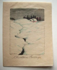 20's 30's Snow Bound vintage Christmas greeting card *A25