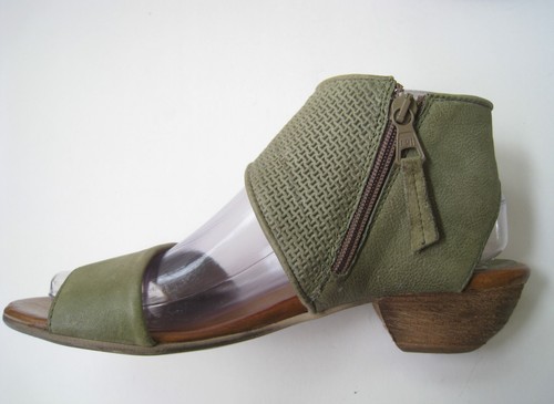 MIZ MOOZ CHEERFUL OLIVE GREEN TAN LEATHER STRAP HEELED SANDAL US 8.5-9 EUR39 HOT - Picture 5 of 10