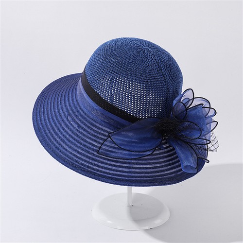 Women Fascinator Hats Wedding Party Hat Organza Hat Flower Headwear Summer Beach - Picture 16 of 19