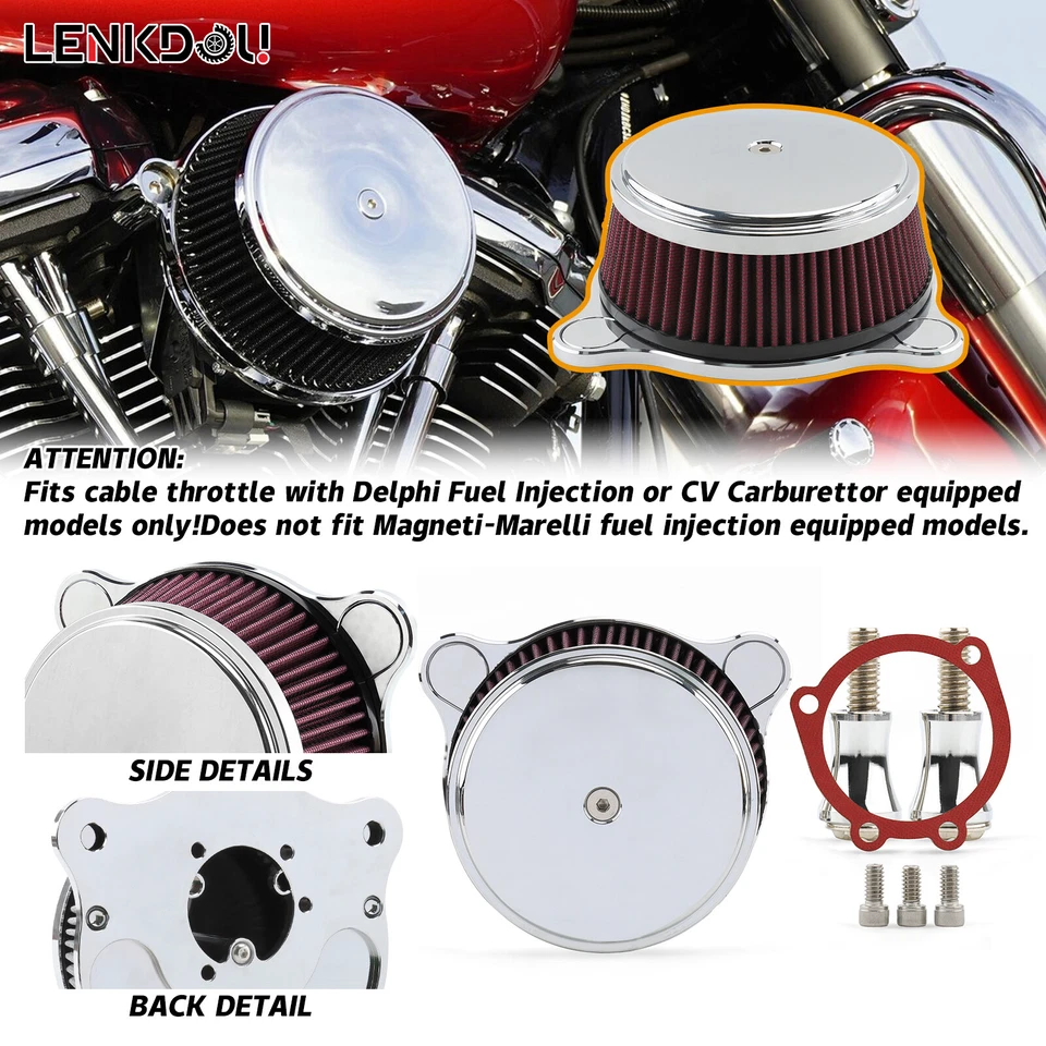 CNC Air Cleaner Intake Filter For Harley 93-07 EVO & Twin Cam Touring Dyna 93-17 Foto 2 de 4