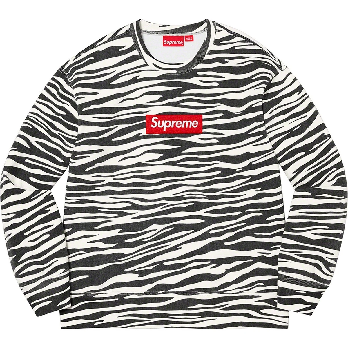 New Supreme Box Logo Crewneck Zebra Black White FW22 Large L TRUSTED SELLER