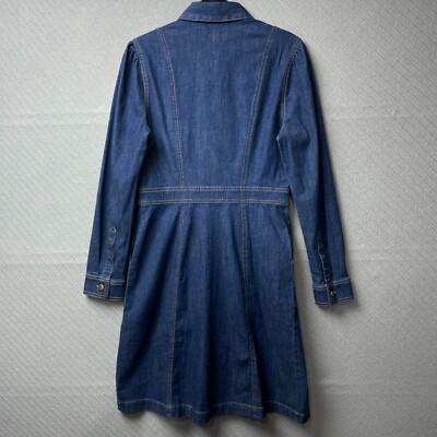 untuckit denim dress UNTUCKit for Her Dress Womens 2 Blue Denim Business Casual Long Sleeve Mom  NEW