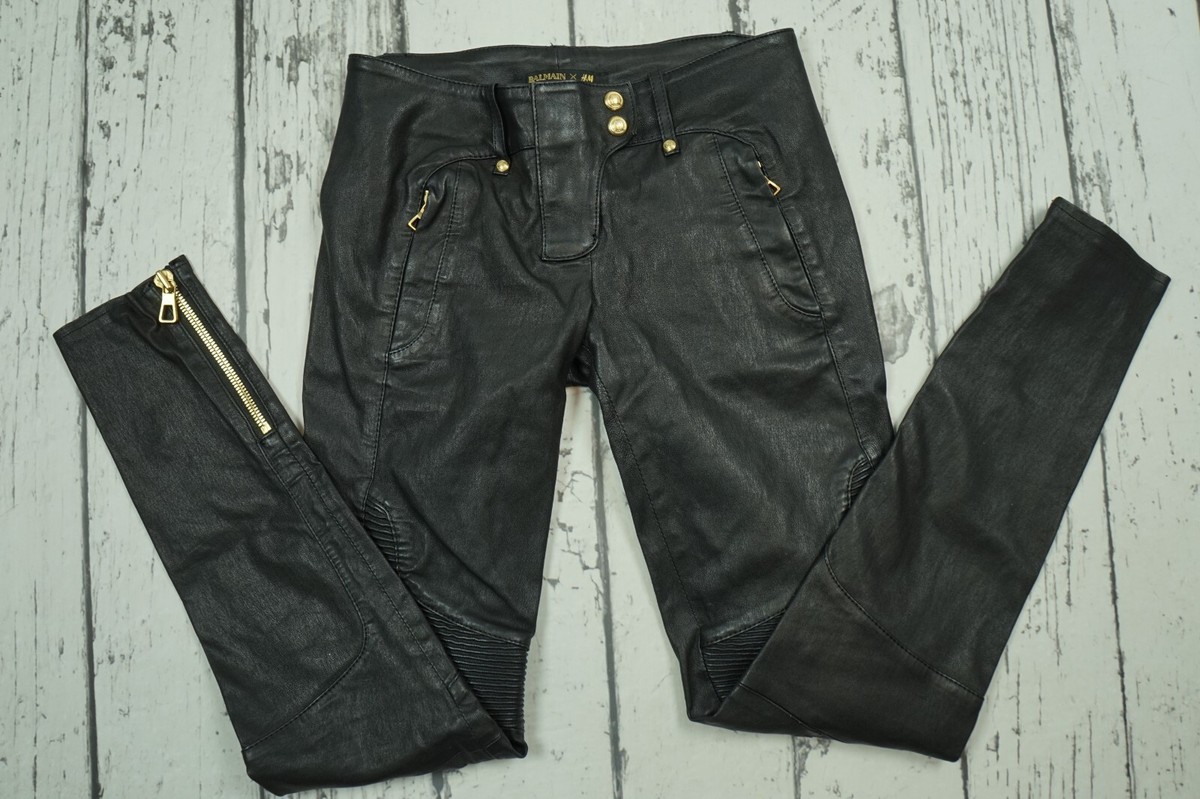 Balmain x h&m Real Leather skinny biker pants EUR 34 US 4 Trousers