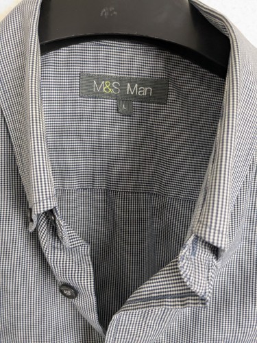 Marks & Spencer Men's casual formal shirt short sleeve size large navy button up - Picture 3 of 9